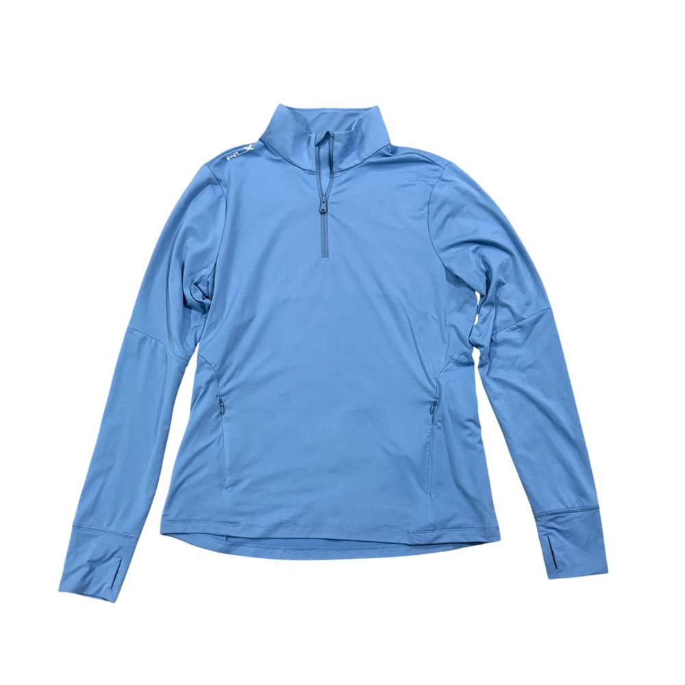 RLX Ralph Lauren Womens Blue Quarter Zip Pullover Golf Top Thumbholes M